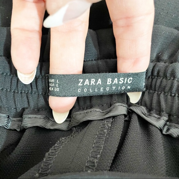 ZARA Wide Leg Crop Paper Bag Waist Pants Size L - Picture 9 of 10